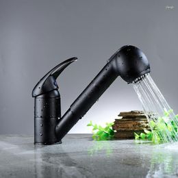 Bathroom Sink Faucets BaiDaiMoDeng All Copper And Cold Smoked Pull Undercounter Basin Faucet Lavatory Bibcock With Shower Shampoo