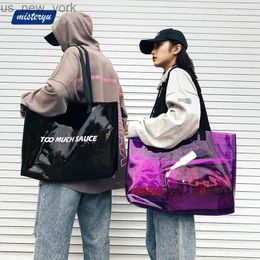 Totes Transparent Large Capacity Women Bag Fashion PVC Jelly Bag Single Shoulder Bag Women Handbag Summer Beach Bag HKD230822