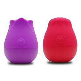 10 Frequency Tongue Rose Flower Vibrator Sucking Massager Sexual Nipple Stimulation Adult for Women Couples