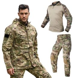 Men's Jackets Army Field JacketPantsShirts Men's Military Cotton Hooded Coat Parka Tactical Uniform Windbreaker Hunting Clothes Overcoat 230821