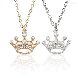 Pendant Necklaces Luxury Crystal Crown Necklace Tiny Princess For Women Lovers Valentine's Day Jewellery Accessories Gift