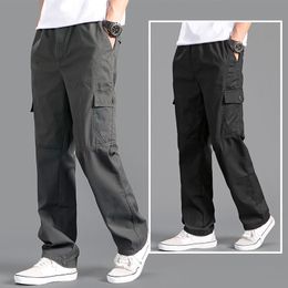 Men's Pants Cargo Loose Large Size Straight Multipocket Solid Khaki Versatile Work Wear Jogger Cotton Casual Male Trousers 230821