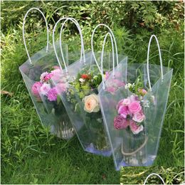 Gift Wrap Trapezoidal Waterproof Transparent Bag Plastic Pvc Flower Shop Packaging Party Holiday Bags Lz1731 Drop Delivery Home Garden Dh3Dm