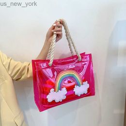 Totes Women Tote Handbag Clear PVC Beach Bag Transparent Rainbow Large Bag Luxury Designer Shoulder Crossbody Summer Cute Jelly Bags HKD230822