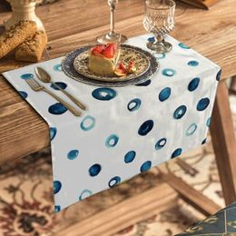 Table Napkin Blue Dots Linen Polyester 50x50cm Handkerchief Cloth Banquet Wedding Party Home Decorations