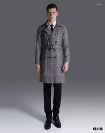 Men's Trench Coats Classic Fall/Winter Long Tartan For Man England Plus Size S-6XL Causal Coat Male Fashion Double Breasted Overcoat
