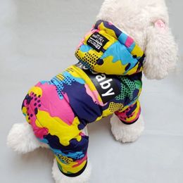 Dog Apparel Winter Pet Puppy Dog Clothes Fashion Camo Printed Small Dog Coat Warm Cotton Jacket Pet Outfits Ski Suit for Dogs Cats Costume 230821