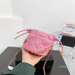 2023 New Women Mini Bucket Bags Drawstring Gold Chain Strap Crossbody Fashion Handbag Shoulder Bag Tote