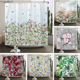 Shower Curtains Flowers Shower Curtain 180x180cm Floral Shower Curtain Bath Curtain Bathroom Decor Machine Washable With R230822