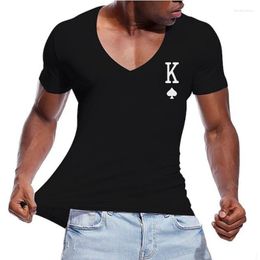Men's T Shirts Summer King T-Shirts Letter K 3D Print Streetwear Casual Oversized Short Sleeve V-Neck Shirt Man Male Tees Tops Clothing
