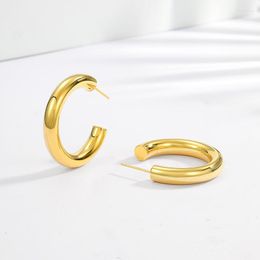 Hoop Earrings Soft Gold Colour For Women Copper Simple Style Jewelry