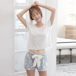 Women's Sleepwear Yomrzl A437 Arrival Summer Cotton Pajama Set Short Sleeve Sweet Daily Sleep Bow Cute Indoor Clothes