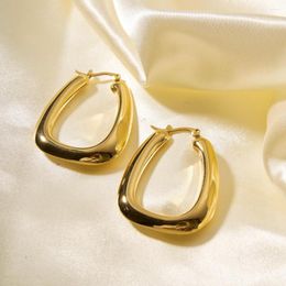 Hoop Earrings Fashionable 316 Stainless Steel 18K PVD Plating Simple Hollow High Polished Waterproof For Woman