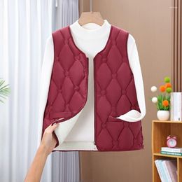 Women's Vests Women Fleece Autumn Ultra-light Sleeveless Jacket Winter Patchwork Padded Lambswool Warm Elastic Button Waistcoat Female