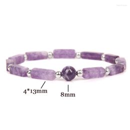 Strand Wholesale Natural Amethyst Square Bead Bracelet Women Simple Fashion Charm Hand String Couple Anime