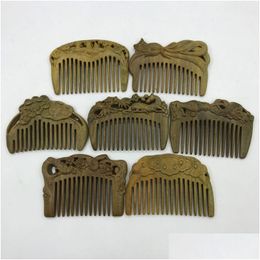 Other Home Decor Handmade Carved Natural Sandalwood Hair Comb Wide Tooth Anti-Static No Snag Wooden Combs For Men Women Drop Delivery Dhrdq