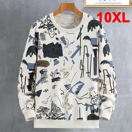 Men's Hoodies Hip Hop Streetwear Graffiti Sweatshirts Men 10XL Plus Size Sweatshirt Spring Autumn Tracksuit Pullover Big