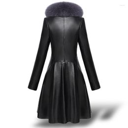 Women's Leather Jacket Real Sheepskin Women Fur Collar Learher Coats Warm Slim Down Cotton Female Jackets Mujer Chaq2023