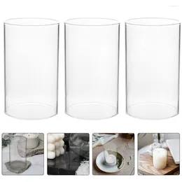 Candle Holders 3 Pcs Lantern Decorative Vases Bulk Windshield Glass Shades Clear Covers Open Transparent