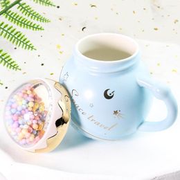 Mugs Creative Cute Ceramic Coffee Cups Women Milk Cup With Lid Beautiful Planet Drinkware For Home Kitchen Office Birthday Gift