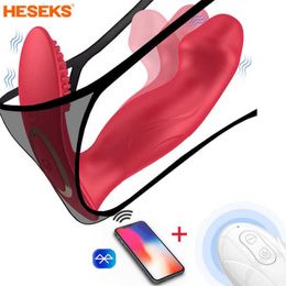 Massager Heseks Wiggling Wearable Dildo Vibrator Women Bluetooth Vibrating Panties Finger for Clitoris Stimulator