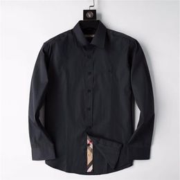 2021 Luxurys Designers Dress Shirt Menswear Fashion Society Black Men Solid Colour Business Casual Mens Long Sleeve M-3XL#08271i