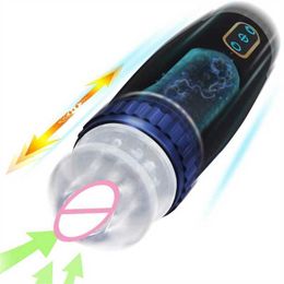 Automatic Telescopic Masturbation Cup Sucking Cock Soft Silicone Vagina Vibrator Adult for Male Masturbator