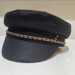 Berets Fashion Double Letter Wool Hat Shade Military Octagonal Hat Autumn Winter Retro Outdoor Travel Beret Female English Style Cap