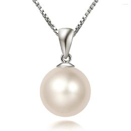 Pendant Necklaces Charm 10mm 12mm White Pearl Dangle Lucky Chain Necklace For Women Trendy Simple Elegant Girl's Jewellery Gift