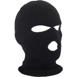 Full Face Cover Mask Three 3 Hole Balaclava Knit Hat Winter Stretch Snow Mask Beanie Hat Cap New Black Warm Face Masks228N
