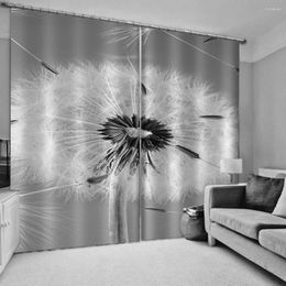 Curtain Luxury Blackout 3D Window Curtains For Living Room Bedroom Grey Dandelion