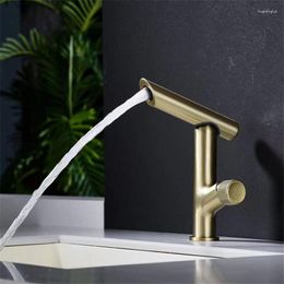 Bathroom Sink Faucets Modern Brushed Gold Basin Faucet Brass Mixer Tap Gray/Black Wash And Cold