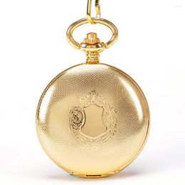 Pocket Watches 2 Pieces Luxury Vintage Mechanical Watch For Men Male Engraved Case Roman Numerals Dial Man Fob Chain Pendant Clock