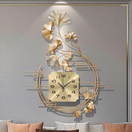 Wall Clocks Nordic Luxury Wrought Iron Gold Watch Home Livingroom Vintage Mute Clock Big Mural El Decoration ZY50GZ