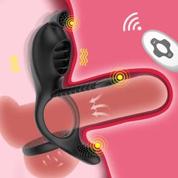 Couples Vibrator Penis Cock Ring Vagina Anal Clitoris Sucking Delay Ejaculation Ball Stretcher for Men Sexshop