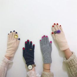 Five Fingers Gloves Chic Nail Polish Cashmere Creative Women Wool Velvet Thick Touch Screen Woman's Winter Warm Driving299I