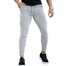 Men's Pants Fall Fashion Slim Pencil Mens Vintage Striped Printed Trousers For Men 2023 Casual Drawstring Tie-up Skinny