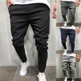 Mens Jogger Fashion Pants Stripe Urban Straight Casual Trousers Slim Fitness Long Pant Size S-3XL343z