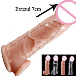 Massager Extend 7cm Reusable Penis Enlargement Sleeve Male Time Delay Ejaculation for Men Intimate Goods