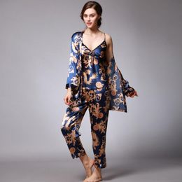 Luxurious Ladies Womens Set of 3 Oriental Golden Dragons Pyjama Pyjama free shipping