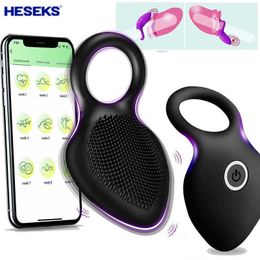 Massager Heseks Penis Ring Vibrating Clitoris Stimulator g Spot for Men with App Control Delay Lick Vagina Orgasm Sleeve Vibrator