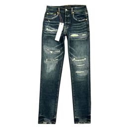 Designer Men pantaloni jeans viola ksubi High Street Purple Retro Paint Spot Slim Eldies Micro Elastic Jeans Hole Hip-Hop Cipper Plus size jeans