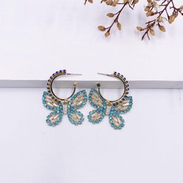 Dangle Earrings Minar Cute Shiny Rhinestone Butterfly For Women Multicolor Crystal Simulation Wing Hook Oorbellen 2023