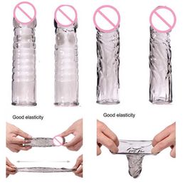 Penis Extender Cock Rings Delay Ejaculation Reusable Sleeve Silicone Glans Vagina Massager for Men