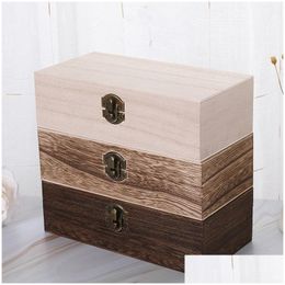 Storage Boxes Bins Large Wooden Box Log Color Scotch Pine Rectangar Solid Wood Gift Handmade Craft Jewelry Case 20X10X6Cm Lx3007 Dro Dhgnm