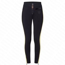 23SS Fw Women Designer Pants Piped Side Sporty Zip-Up Leggings Girls Vintage High End Runway Jersey Jogging With Letter Pattern Brand Outwear Skinny Long Trouser