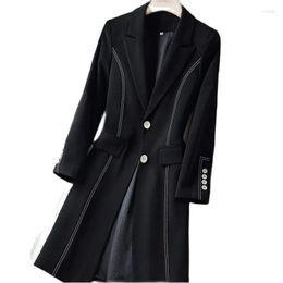 Women's Trench Coats Black Windbreaker Coat Womens Long Spring And Autumn 2023 Fashion Western Style Slim High-grade Suit Temperament