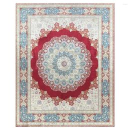 Carpets Persian Rug Traditional Hand Knotted Oriental Silk Carpet Red Colour Living Room Size 8'x11'