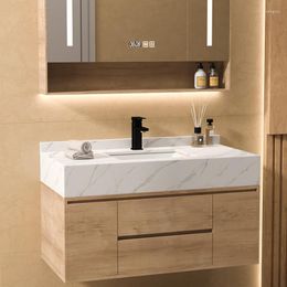 Bath Accessory Set Stone Plate Bathroom Cabinet Combination Wood Colour Face Washing Inter-Platform Basin Washstand