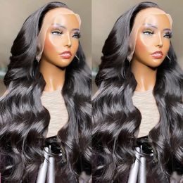 Synthetic Wigs 13x6 HD Transparent Body Wave Lace Front Human Hair 180% Brazilian Remy 30 Inch Wet And Wavy 360 Frontal Wig For Women 230821